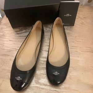 Coach Black Leather & Patent Ballet Flats Size 9.5